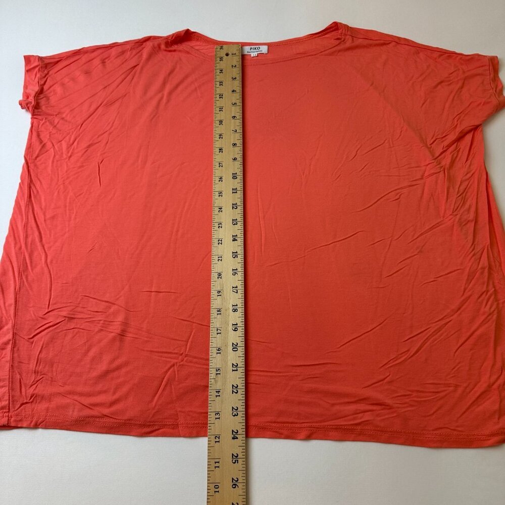 PIKO Shirt Womens Medium Orange Dolman Short Sleeve Relaxed Soft Basic Top - Picture 7 of 11